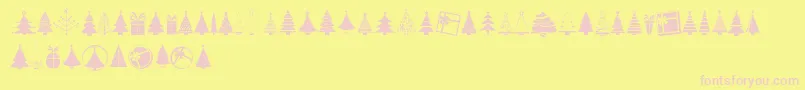 Weitere Informationen zur KGChristmasTrees-Schriftart KGChristmasTrees-Schriftart – Rosa Schriften auf gelbem Hintergrund