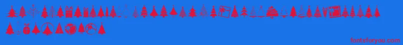 KGChristmasTrees Font – Red Fonts on Blue Background