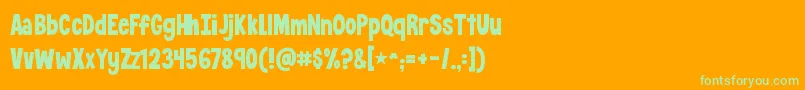 KGCrossingALine-Schriftart – Grüne Schriften auf orangefarbenem Hintergrund