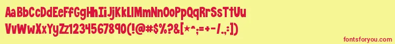 KGCrossingALine Font – Red Fonts on Yellow Background