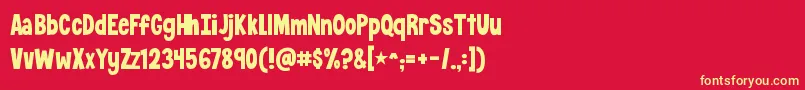 フォントKGCrossingALine – 黄色の文字、赤い背景