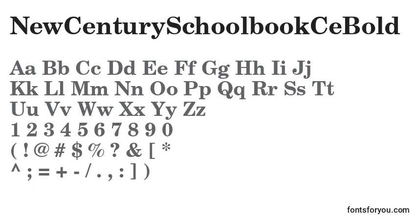 A fonte NewCenturySchoolbookCeBold – alfabeto, números, caracteres especiais