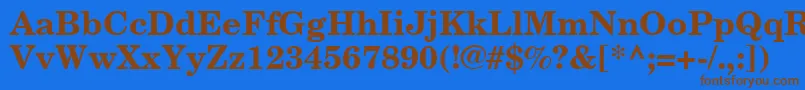 NewCenturySchoolbookCeBold-Schriftart – Braune Schriften auf blauem Hintergrund