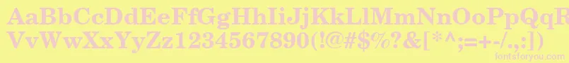 NewCenturySchoolbookCeBold-Schriftart – Rosa Schriften auf gelbem Hintergrund