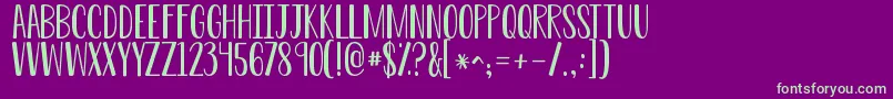 KGDoYouLoveMe Font – Green Fonts on Purple Background