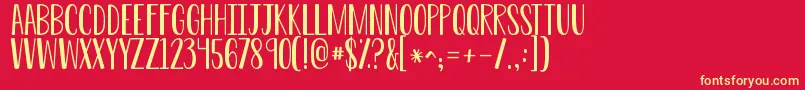 KGDoYouLoveMe Font – Yellow Fonts on Red Background