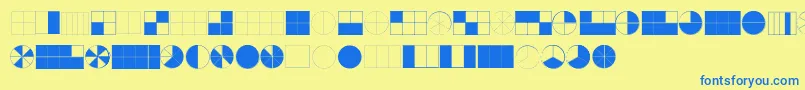 KGFractions-fontti – siniset fontit keltaisella taustalla