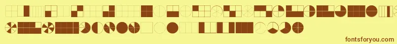 フォントKGFractions – 茶色の文字が黄色の背景にあります。
