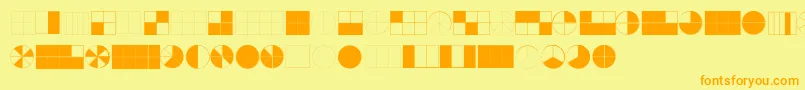 フォントKGFractions – オレンジの文字が黄色の背景にあります。