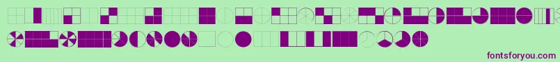 フォントKGFractions – 緑の背景に紫のフォント