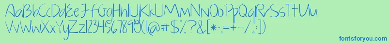 フォントKGJustGiveMeAReason – 青い文字は緑の背景です。
