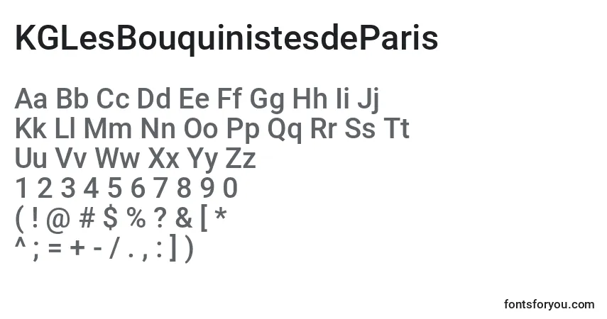 Fuente KGLesBouquinistesdeParis (131567) - alfabeto, números, caracteres especiales