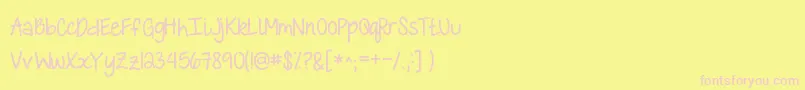KGLoveisLOVEislove-fontti – vaaleanpunaiset fontit keltaisella taustalla