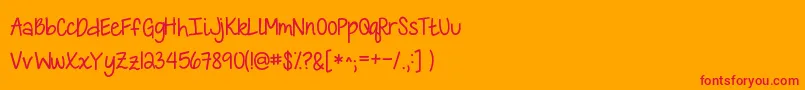 Fonte KGLoveisLOVEislove – fontes vermelhas em um fundo laranja