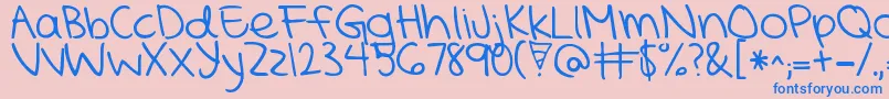 KGMercyInTheMorning Font – Blue Fonts on Pink Background