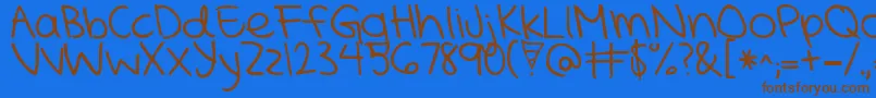 KGMercyInTheMorning Font – Brown Fonts on Blue Background