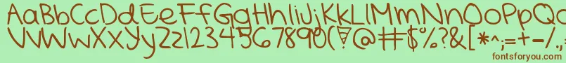 KGMercyInTheMorning Font – Brown Fonts on Green Background