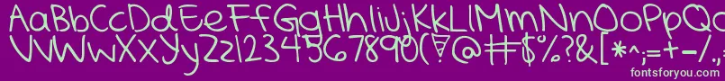 KGMercyInTheMorning Font – Green Fonts on Purple Background