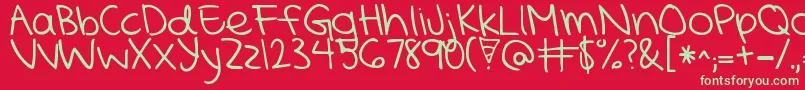 KGMercyInTheMorning Font – Green Fonts on Red Background