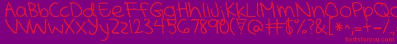 KGMercyInTheMorning Font – Red Fonts on Purple Background