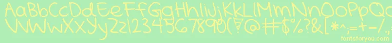 KGMercyInTheMorning Font – Yellow Fonts on Green Background