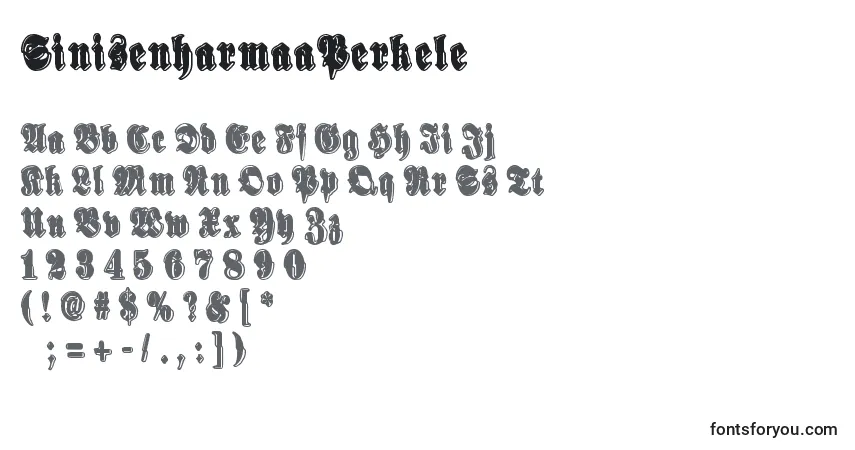 Schriftart SinisenharmaaPerkele – Alphabet, Zahlen, spezielle Symbole