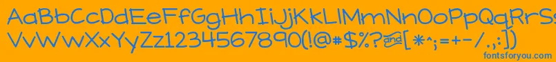 KGWhatDoesTheFoxSay Font – Blue Fonts on Orange Background