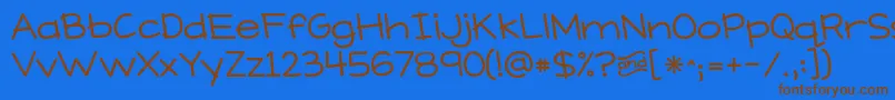 KGWhatDoesTheFoxSay Font – Brown Fonts on Blue Background