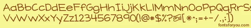 KGWhatDoesTheFoxSay Font – Brown Fonts on Yellow Background