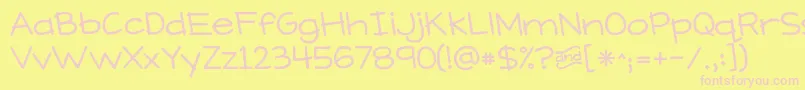 フォントKGWhatDoesTheFoxSay – ピンクのフォント、黄色の背景