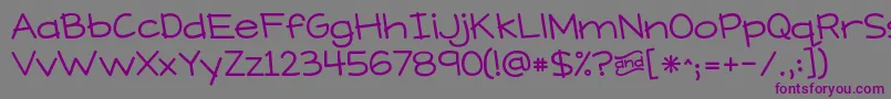 フォントKGWhatDoesTheFoxSay – 紫色のフォント、灰色の背景