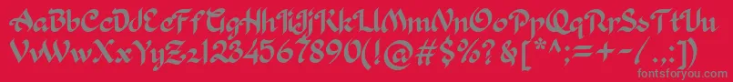 フォントKhaleefa – 赤い背景に灰色の文字