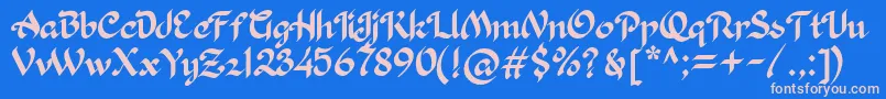 フォントKhaleefa – ピンクの文字、青い背景