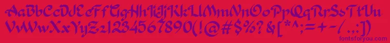 Fonte Khaleefa – fontes roxas em um fundo vermelho