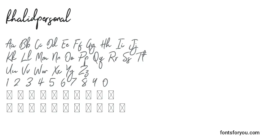 Schriftart Khalidpersonal – Alphabet, Zahlen, spezielle Symbole