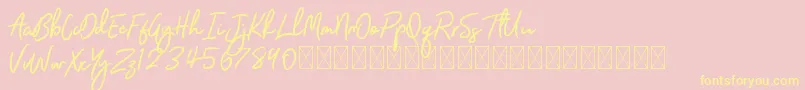 khalidpersonal-Schriftart – Gelbe Schriften auf rosa Hintergrund