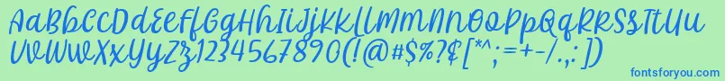 フォントKhalifa Font by 7Ntypes D – 青い文字は緑の背景です。