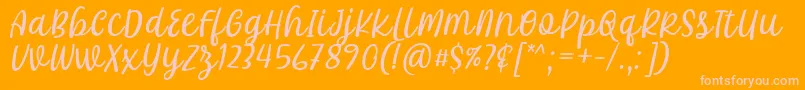 Fonte Khalifa Font by 7Ntypes D – fontes rosa em um fundo laranja