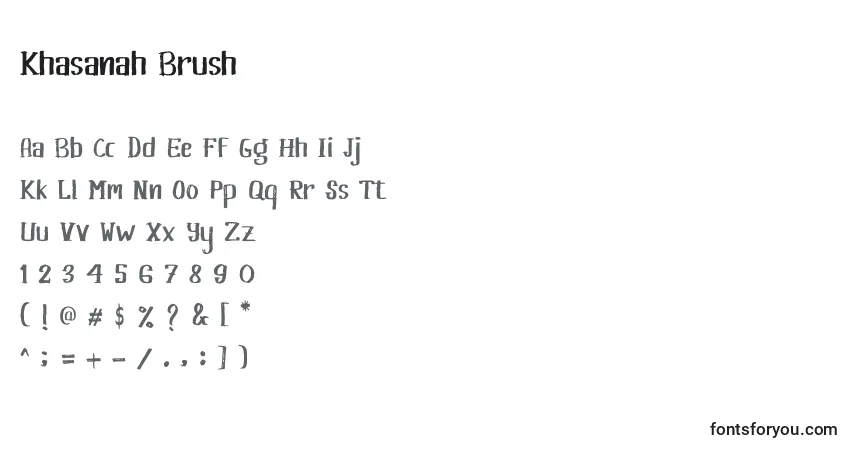 Schriftart Khasanah Brush – Alphabet, Zahlen, spezielle Symbole