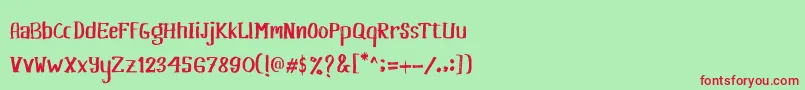 フォントKhasanah Brush – 赤い文字の緑の背景