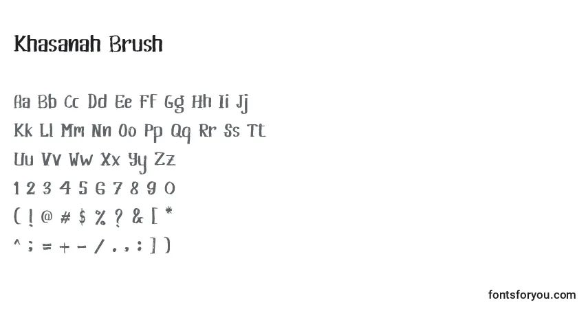 A fonte Khasanah Brush (131579) – alfabeto, números, caracteres especiais