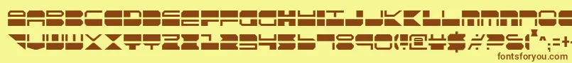 フォントQuickmarkCondensed – 茶色の文字が黄色の背景にあります。