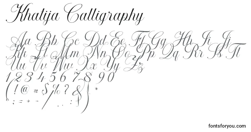 A fonte Khatija Calligraphy – alfabeto, números, caracteres especiais