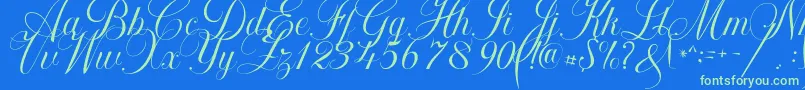 Khatija Calligraphy-Schriftart – Grüne Schriften auf blauem Hintergrund