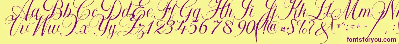Khatija Calligraphy Font – Purple Fonts on Yellow Background