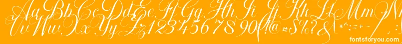 Weitere Informationen zur Khatija Calligraphy-Schriftart Khatija Calligraphy-Schriftart – Weiße Schriften auf orangefarbenem Hintergrund