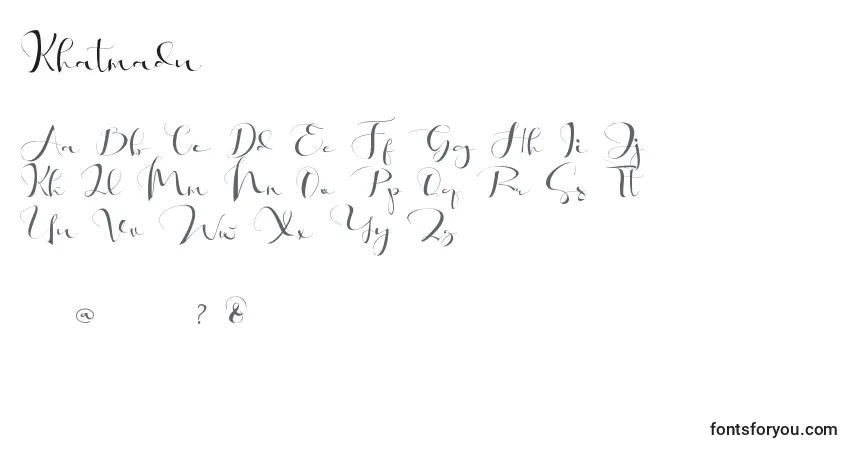 Schriftart Khatmadu   – Alphabet, Zahlen, spezielle Symbole