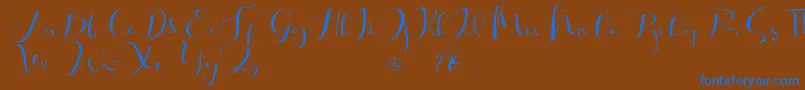 Khatmadu   Font – Blue Fonts on Brown Background