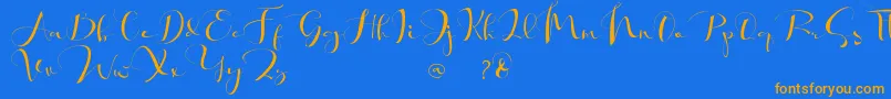 Khatmadu   Font – Orange Fonts on Blue Background