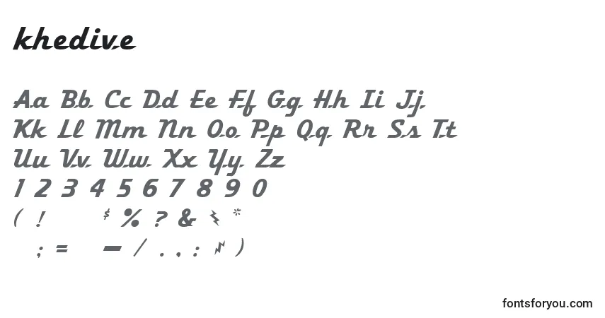 A fonte Khedive (131583) – alfabeto, números, caracteres especiais